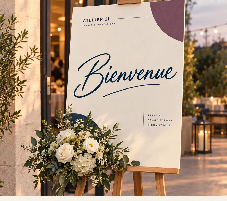 Panneau d'accueil de mariage (illustration)